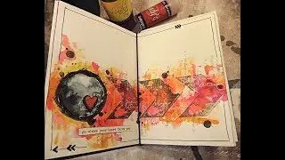 Applying Lindy's products with brayer  art journal page with mixed media techniques