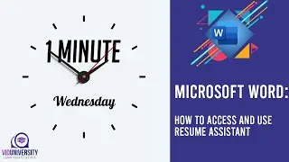 1 MINUTE WEDNESDAY: USING WORD TO BUILD RESUME