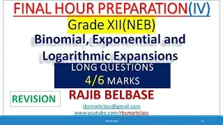 Binomial Expansions-Theorem ( Final Hour Preparation ) Part 2 || Grade 12 || RB Smart Class