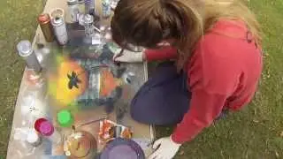 Spray paint art sunset