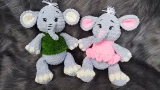 Вязаная игрушка за вечер|Слоник из плюшевой пряжи крючком