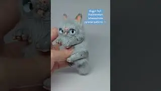 Игрушка кошка ручной работы в смешанной технике 🥰