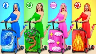 Fire Girl, Water Girl, Air Girl and Earth Girl | Four Elements in Real Life Trend DO Challenge