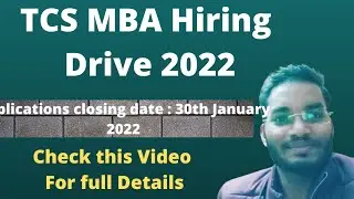 TCS MBA Hiring Drive 2022 | Step by Step  Applying | Eligibility |