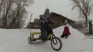 DIY pedicab made from a hoverboard. A gift from dad.