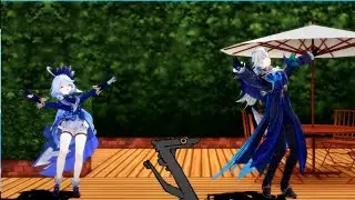 Toothless Dancing Meme Furina and Neuvillette [Genshin Impact MMD]