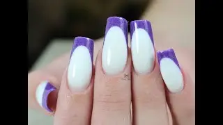 Простой но эффектный френч/Белое ложе/ Фиолетовый френч