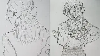 How To Draw Girl From Back Side | Drawing Girl Easy