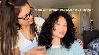 mom with straight hair attempts to style my curly hair