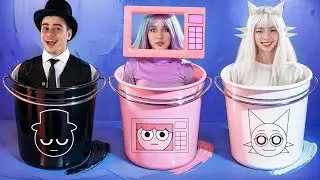 Tantangan Satu Warna Incredibox Sprunki! SPRUNKI Membangun Rumah Mungil | Black vs PINK vs White
