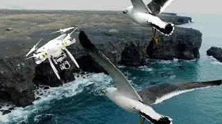 DJI Phantom 3 Flying Drone Off Cliffs Iceland.2017