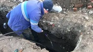 Установка термоусадочной муфты Термофит горелкой с пропановым балоном