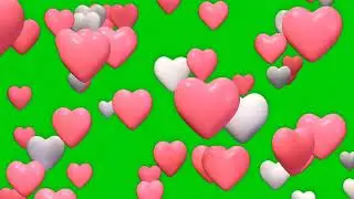 Falling Hearts Green Screen || love || Green screen no copyright free || 