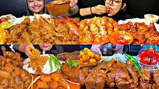 ASMR EATING SPICY MUTTON CURRY, EGG CURRY, CHICKEN CURRY | BEST INDIAN FOOD MUKBANG  |Foodie India|