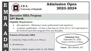Executive MBA Program | Admission Circular 2023-24 | IBA RU