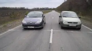 Citroen C4 coupe 1.6    vs   Лада Калина 1.4