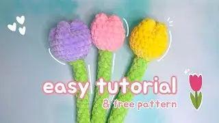 crochet fluffy tulip 🌷 easy tutorial | crochet flower for beginners