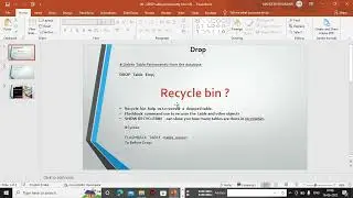 13   Recyclebin in Oracle   delete table from DB