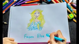 Frozen Elsa fun art drawing ! Рисуем Фроузен Эльзу#frozen #elsa #disney #anna #olaf
