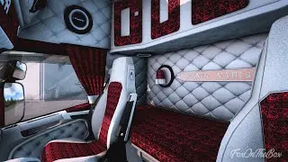 ETS2 1.43 RJL Scania White & Red Pluche Custom Interior | Euro Truck Simulator 2 Mod