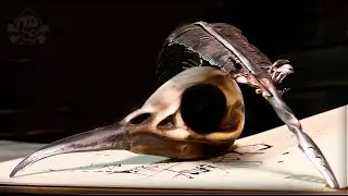 Forged Feather & Sculpted Ash: Steel Quill & Crow Skull Ink Well