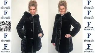 Шуба мутон капюшон 5500 ₽ в очень хорошем состоянии отд.Норка цв.Черный дл.80 р.44 /11213/