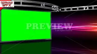 HD Virtual Studio Background with green screen Wall - royalty free