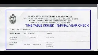 Kakatiya University Degree Exam Time Table 2020| SDLCEKU Exams 2020 |KU Open Degree,PG Exam Jan 2021