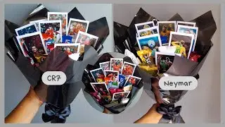 Buquê masculino com fotos e chocolates / Neymar, Cristiano Ronaldo.