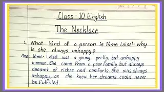 The Necklace Question Answer | The Necklace class 10 questions and answers |