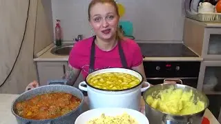 Живем на минималку! Готовим для БОЛЬШОЙ семьи ЭКОНОМНОЕ меню! Суп, Салат,Перец фаршированный!