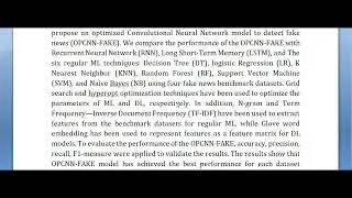 Optimized Convolutional Neural Network for Fake News Detection