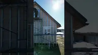 Монтаж фасада,используя классические панели Корабельный брус и виниловые панели Ю-Пласт StoneHouse.