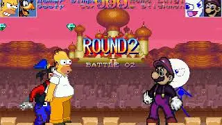 Mugen Homer Simpson and Goofy vs Mama Luigi and Carlos the Stickman
