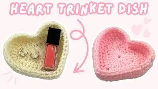 easy crochet heart trinket dish tutorial for BEGINNERS ♡ no magic ring | valentines crochet tutorial