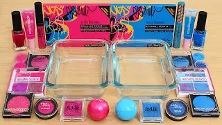 Hot Pink vs Blue - Mixing Makeup Eyeshadow Into Slime ASMR
