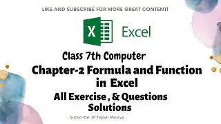 Class 7 Computer || Chapter 2 Solutions || Formulas and Function in  Excel  || Hindi
