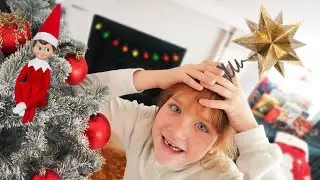 SNOWY our FAMiLY ELF is back!!  Navey Niko & Adley decorate the Christmas Tree morning routine mess