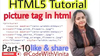 HTML Tutorial।Part-10।How to add picture element tag in html responsive image।