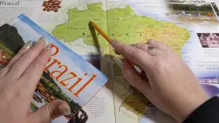 ASMR ~ Brazil History & Geography ~ Soft Spoken Map Pointing Tracing Page Turning