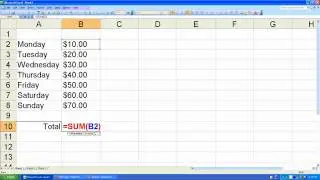 How to use Auto Sum for non-contiguous values in Microsoft Excel 2003