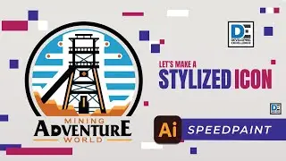 Speedpaint drawing of a Stylized Coal Mine Icon in Adobe Illustrator