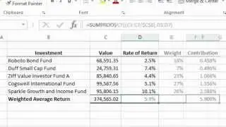 Excel  2013 Tutorial - How to Calculate a Weighted Average