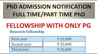 A Very Good Opportunity to PhD | With Only PG Get Rs 31,000 pm Fellowship | University Admission