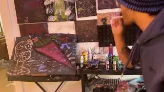 listening to my beat tape and painting random shit