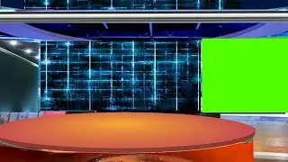 Virtual Reality studio Set - News Background with Desk|green screen studio