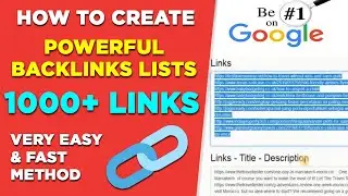 How to create backlink list 1000+ links with a very easy and fast method - Competitor's backlinks