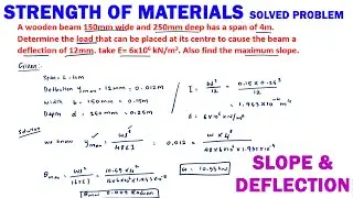 strength of materials solved problems | slope and deflection | maximum slope | mechanics of solids
