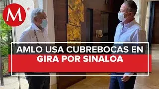 Con cubrebocas, AMLO llega a Sinaloa