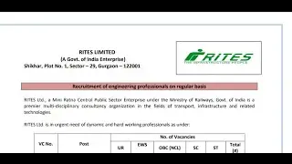 RITES Recruitment 2023 | CTC 13.6 LPA | Without GATE | Permanent Job | Latest Jobs | Job updates